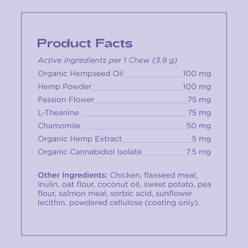 Calming ingredient label